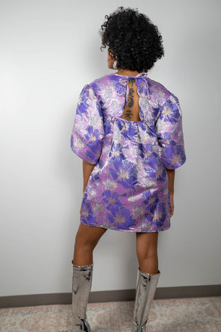 Jacquard Puff Sleeve Dress