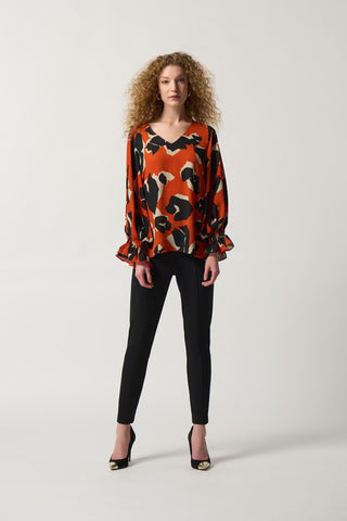 V-Neck Puff Sleeve Top by Joseph Ribkoff