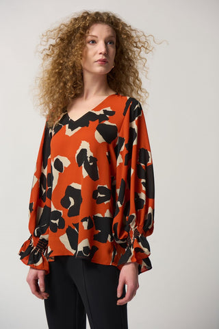 V-Neck Puff Sleeve Top by Joseph Ribkoff