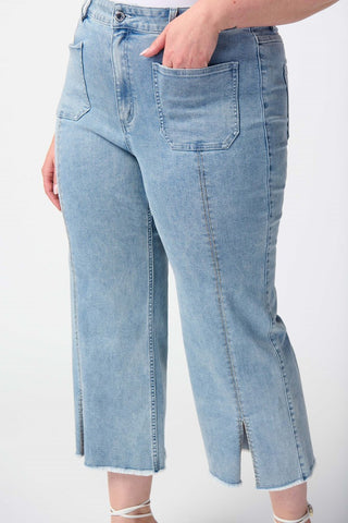 Culotte Jeans With Embellished Front Seam by Joseph Ribkoff