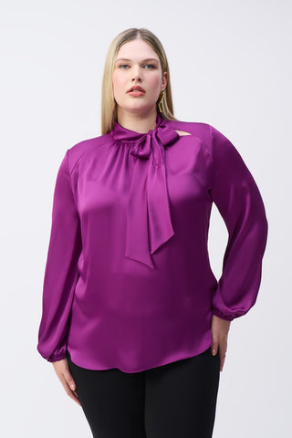 Satin Top With Bow Neckline by Joseph Ribkoff