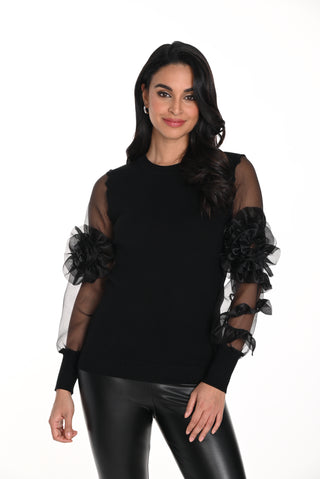 Black Knit with Chiffon Sleeves by Frank Lyman