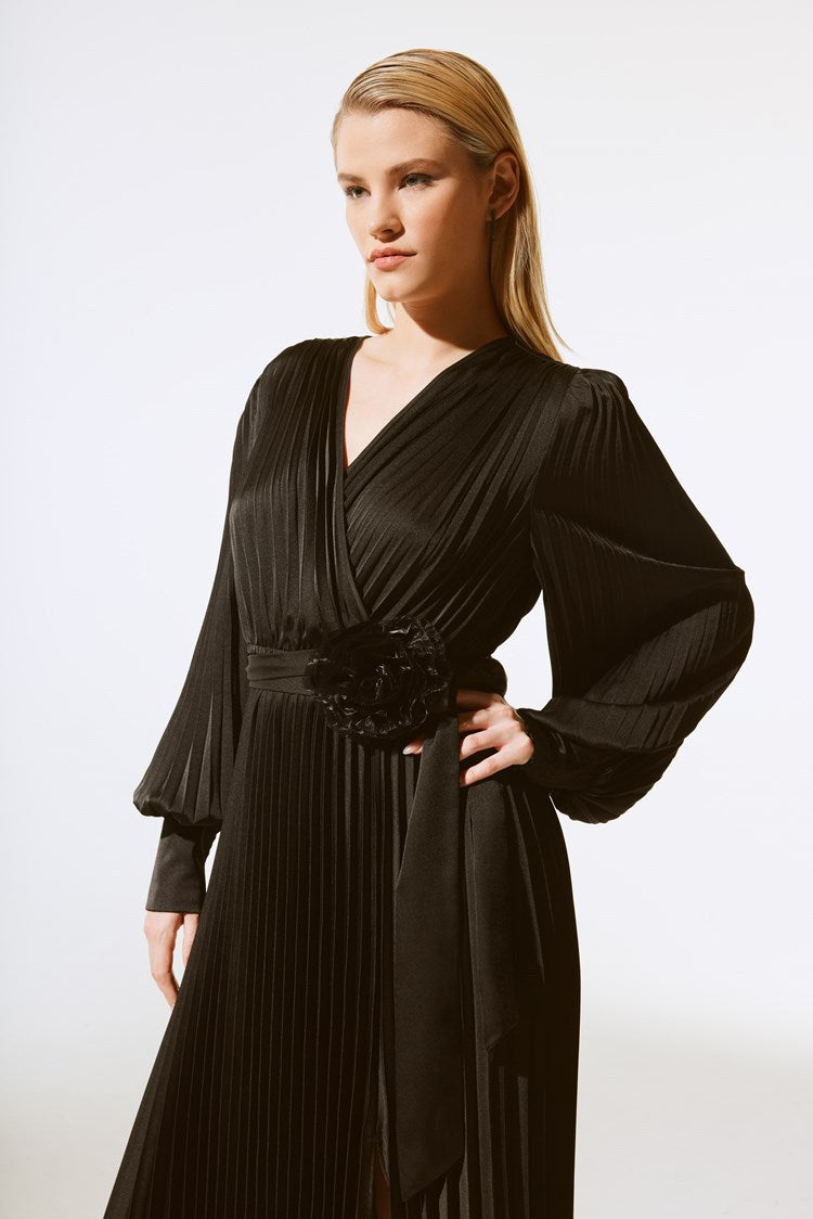 joseph ribkoff pleated satin midi dress Joseph Ribkoff Royal Sapphire Pleated Satin Midi Dress Style 251903F25 DECABANA