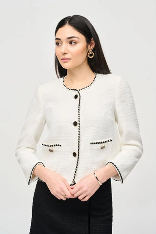 Bouclé Jacket With Contrast Trim  by Joseph Ribkoff