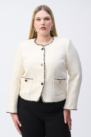 Bouclé Jacket With Contrast Trim  by Joseph Ribkoff