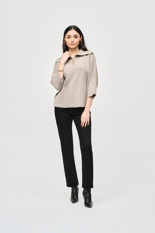 Jacquard Zipped Collar Sweater by Joseph Ribkoff