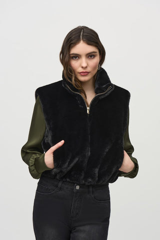 Faux-Fur Sleeveless Cropped Vest  by Joseph Ribkoff