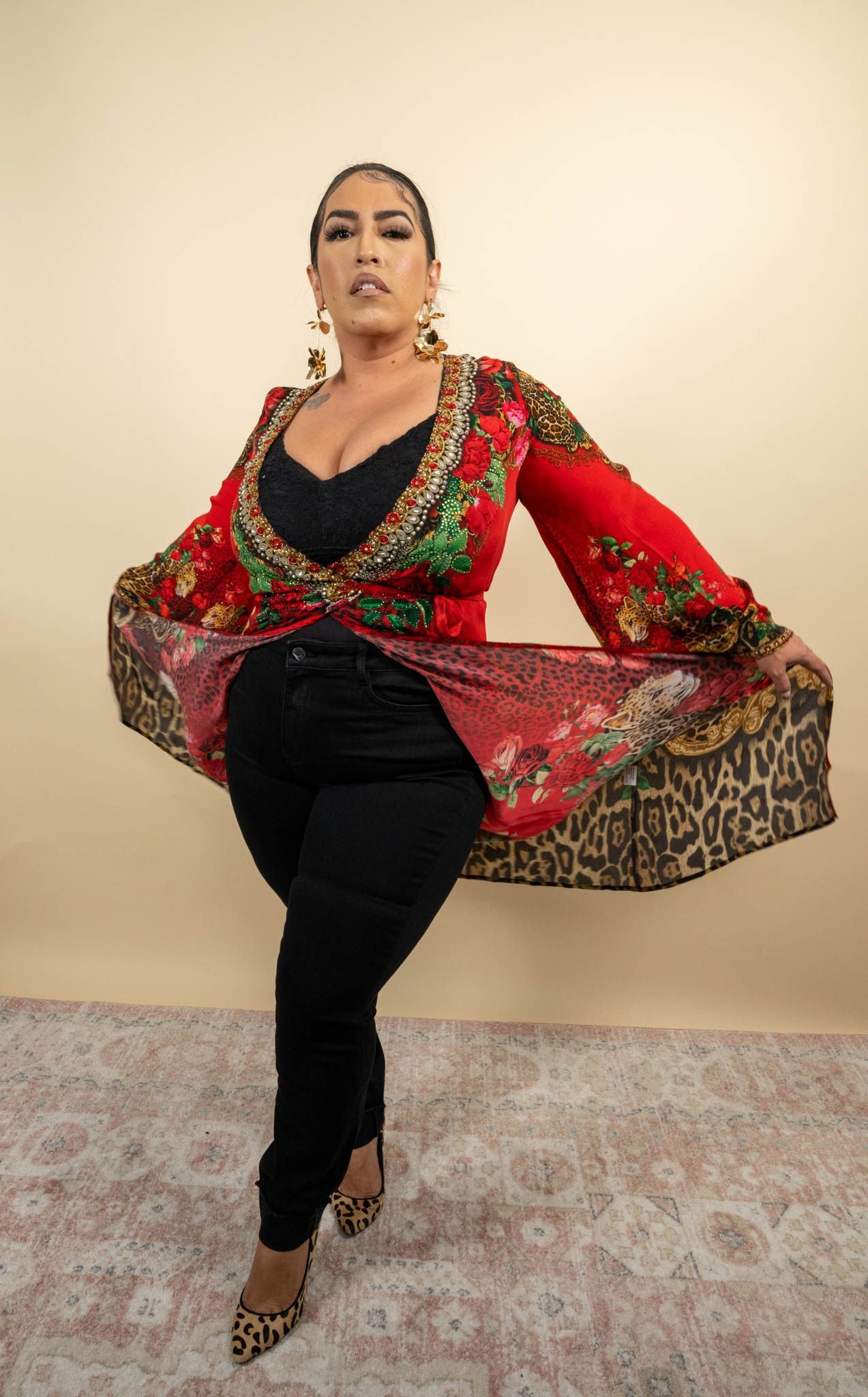 red leopard wrap dress Red Leopard Georgette Wrap Dress Simply Be Red : Day Dresses : VogaCloset Oman