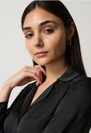 Notched Collar Satin Blouse by Joseph Ribkoff