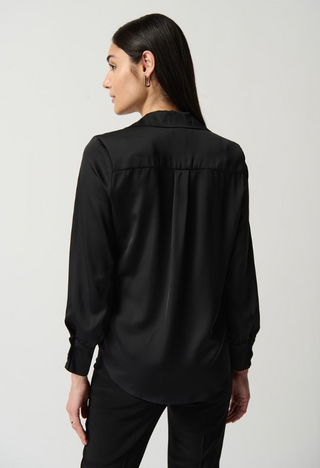 Notched Collar Satin Blouse by Joseph Ribkoff