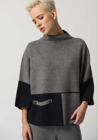 Colour-Block Funnel Collar Top by Joseph Ribkoff