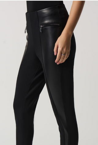 Faux-Leather Panel Leggings by Joseph Ribkoff