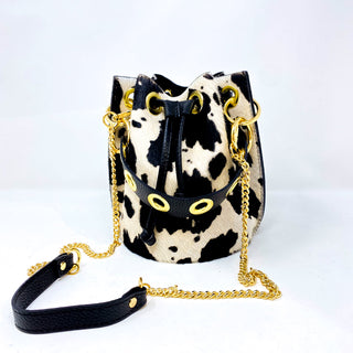 LEATHER BUCKET BAG COWHIDE