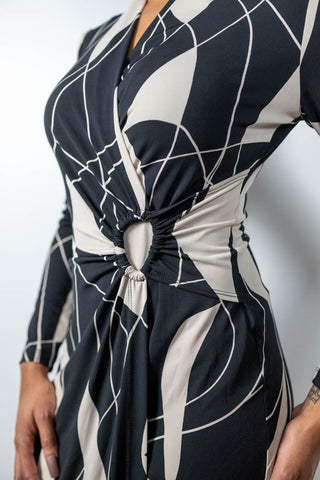 Abstract Print Wrap Dress by Joseph Ribkoff