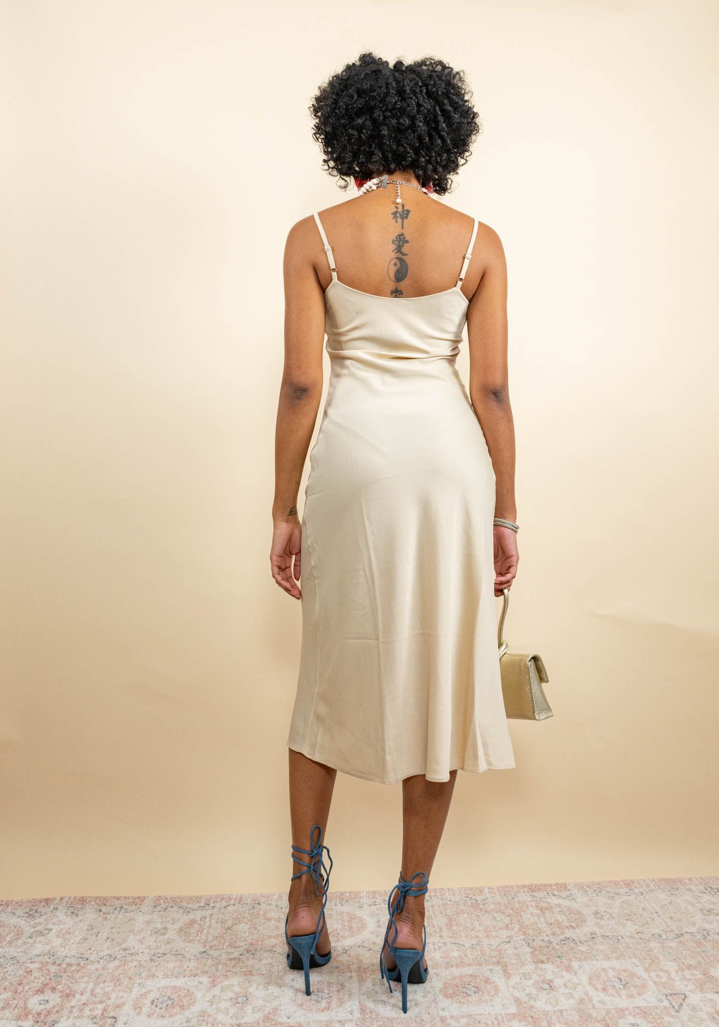 satin slip dress cowl neck Black Satin Cowl Neck Midi Slip Dress