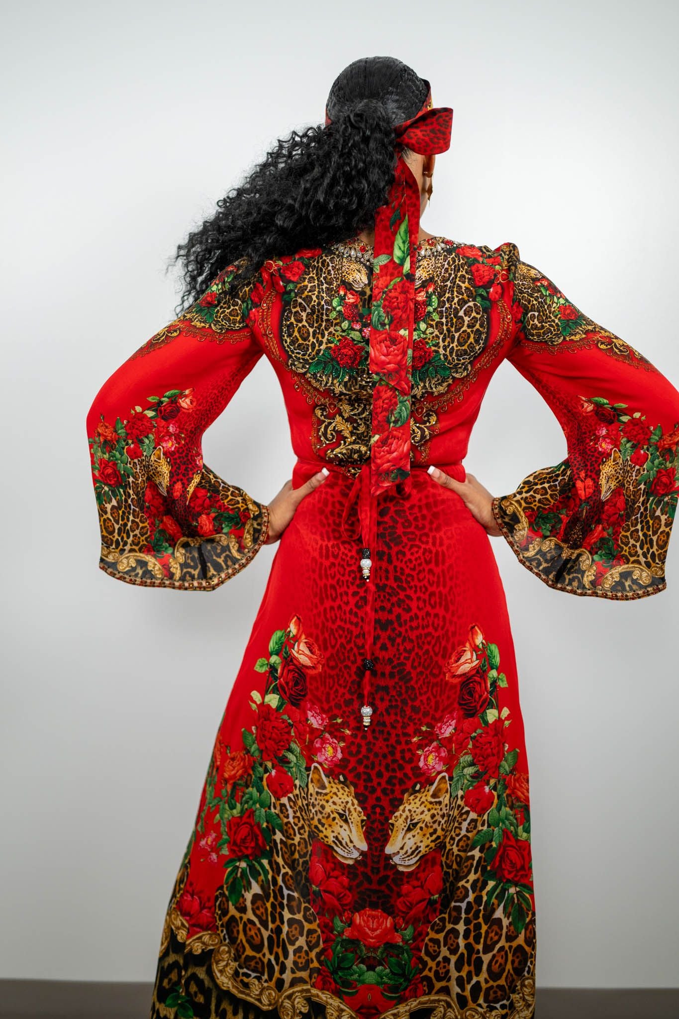 red leopard wrap dress Midi Devor Leopard Dress Red