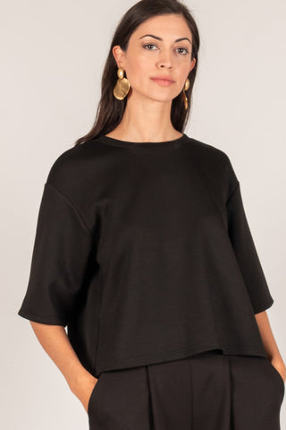 Black Overlap Back Detail Top