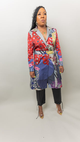 Vivid Bloom Linen Coat