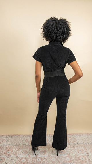 Short Sleeve Corduroy Jumpsuit